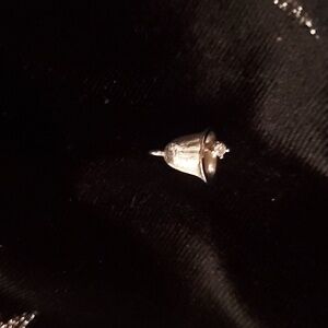 14k White Gold Bell Charm Pendant D